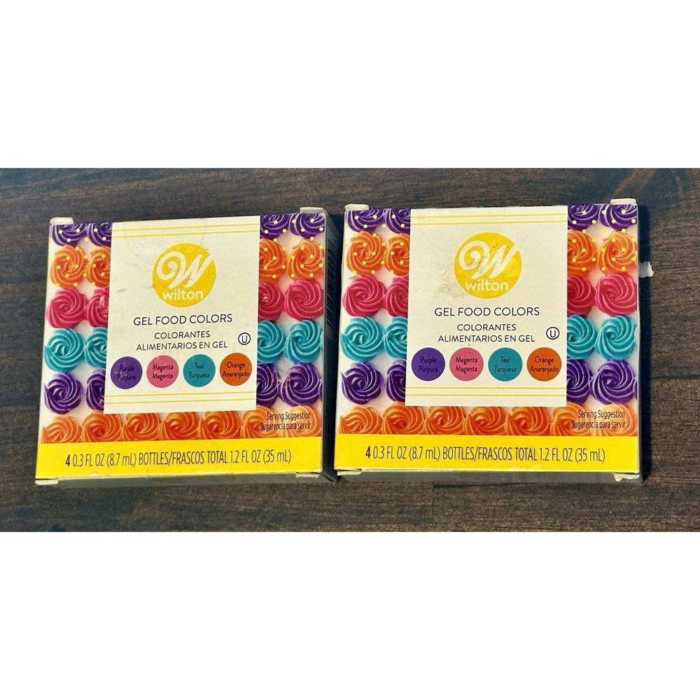 Wilton Gel Food Colors,4 Colors/box,  Lot of 2 Boxes Purple/magenta/teal/orange - Picture 5 of 7